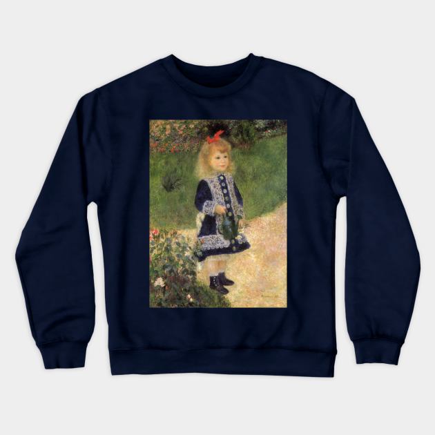 A Girl with Watering Can by Pierre Renoir Crewneck Sweatshirt by MasterpieceCafe